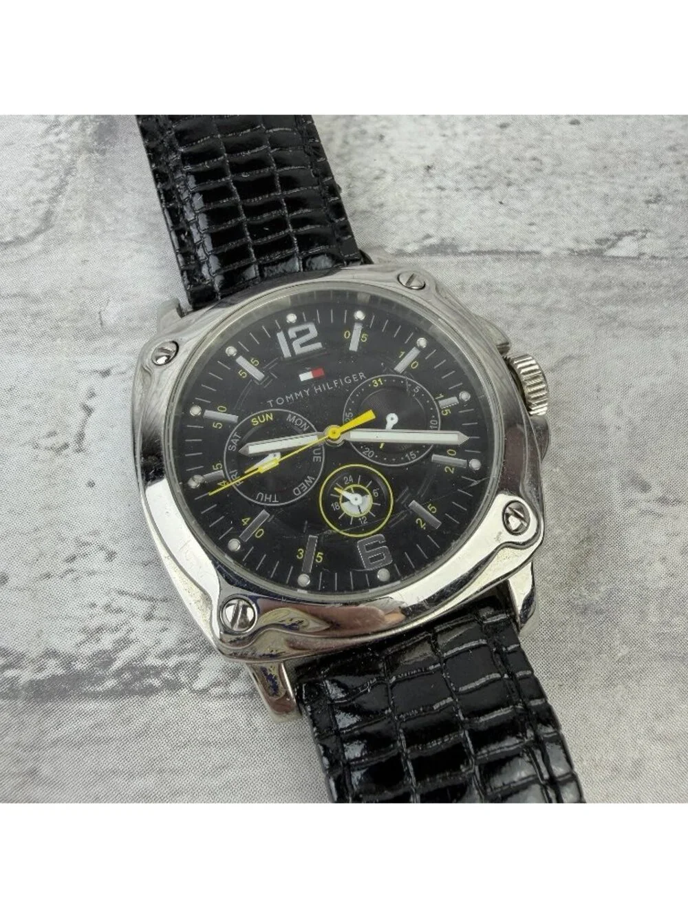 Tommy Hilfiger Mens Watch Black Multi Dial Stainless T10174 New Battery
